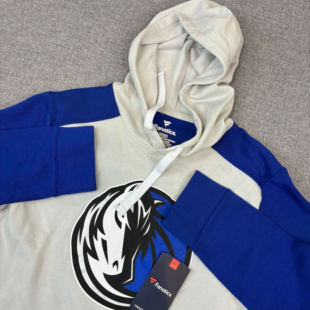 Fanatics Dallas Mavericks Hoodie Mens Small Grey Blue NBA Pullover NWT